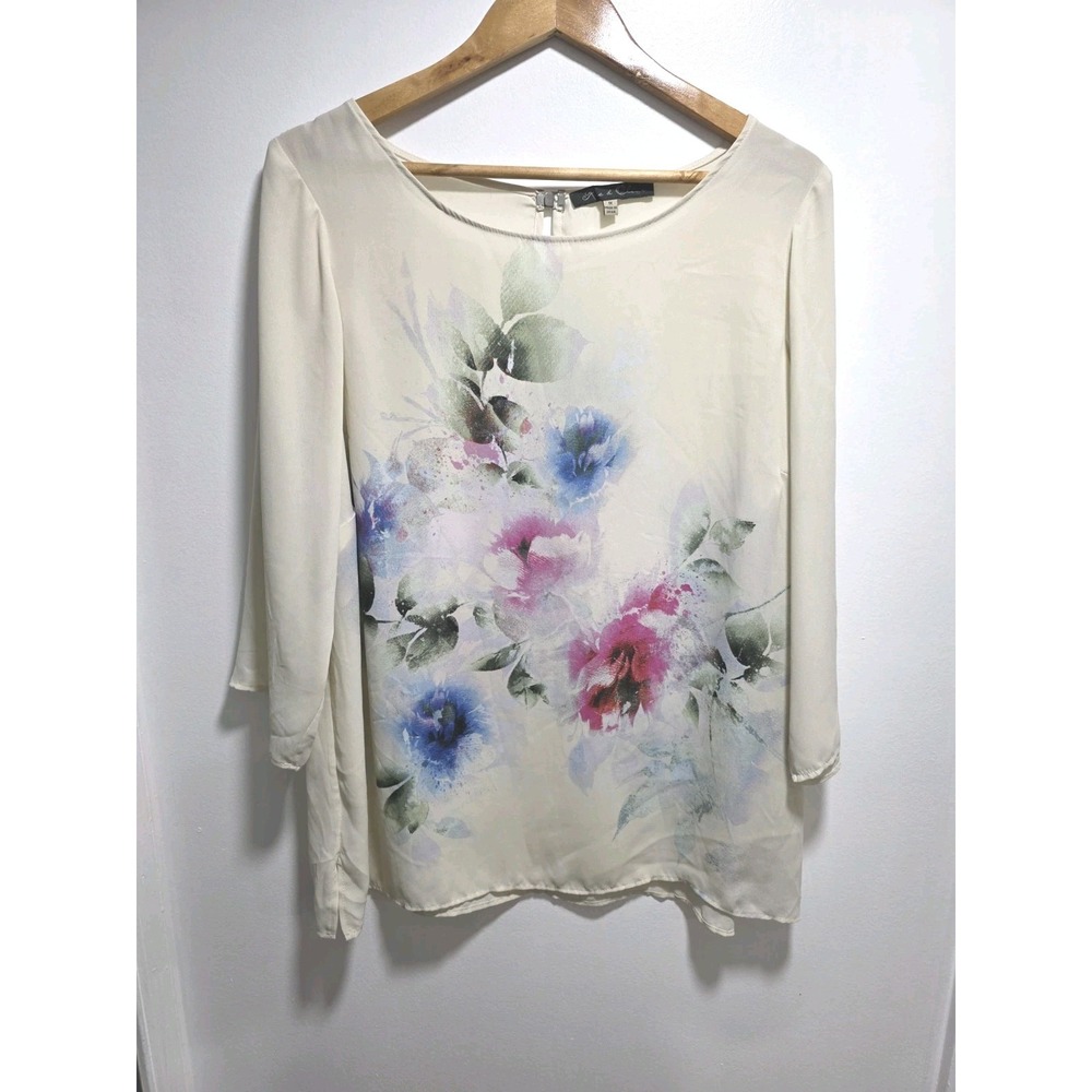 Rose + Olive Women's Beige 3/4 Sleeve Blouse Size 1X Top